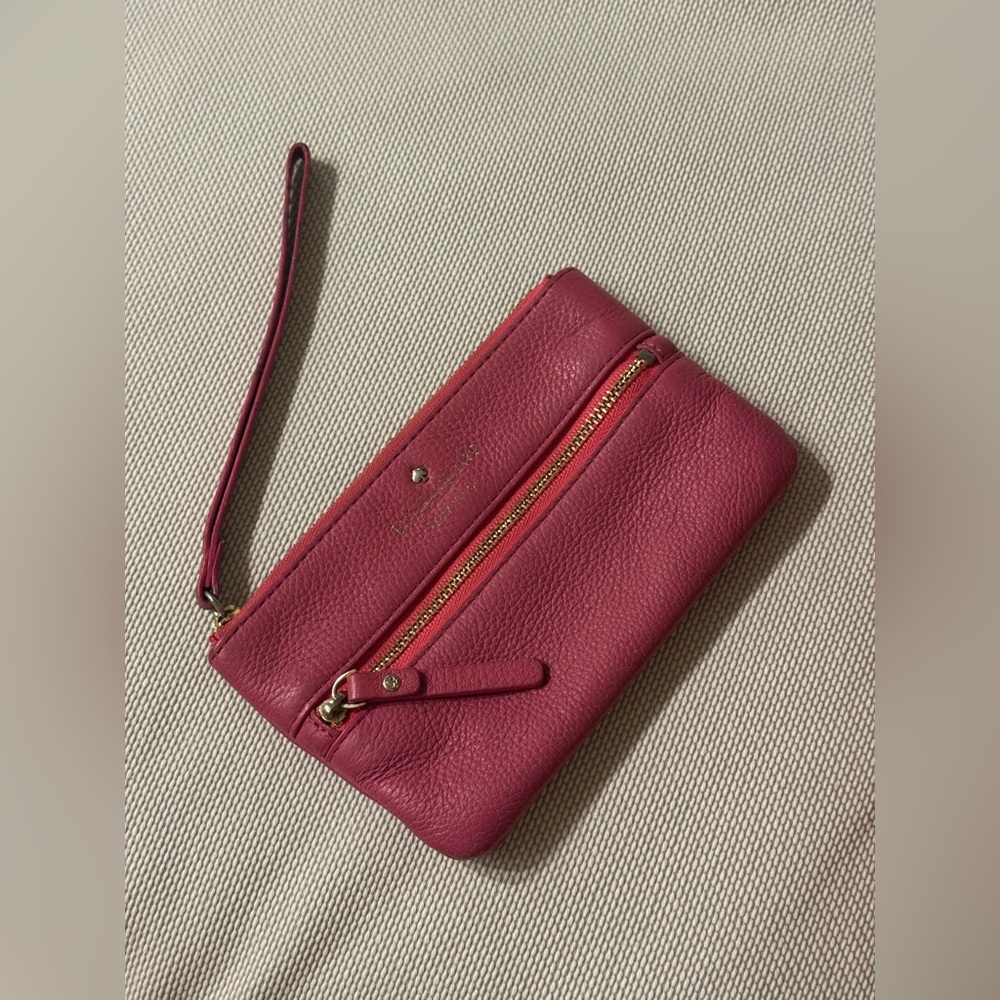 Kate Spade strawberry pink cobble hill bee wristlet pouch
